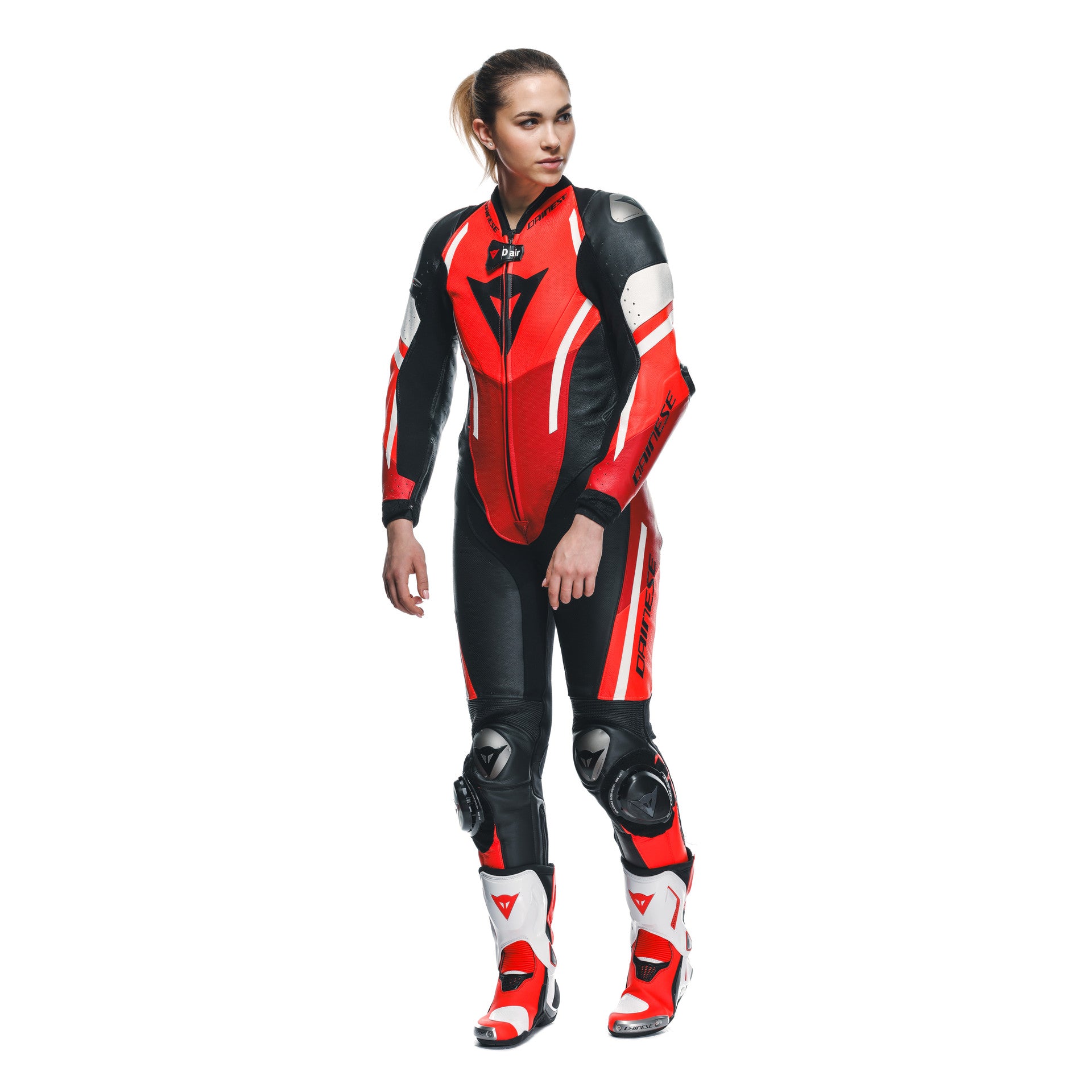 Dainese Misano 3 Lady D-AIR® Einteiler Lederkombi – Perforierter Airbag Rennanzug | Frauen | Rot