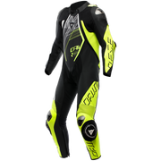 Dainese Audax D-ZIP Einteiler Lederkombi – Perforierter Rennanzug | Herren | Schwarz/Neon Gelb