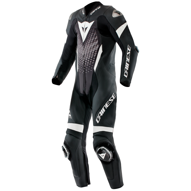 Dainese Laguna Seca 6 Einteiler Lederkombi – Perforierter Rennanzug | Herren | Schwarz/Weiß