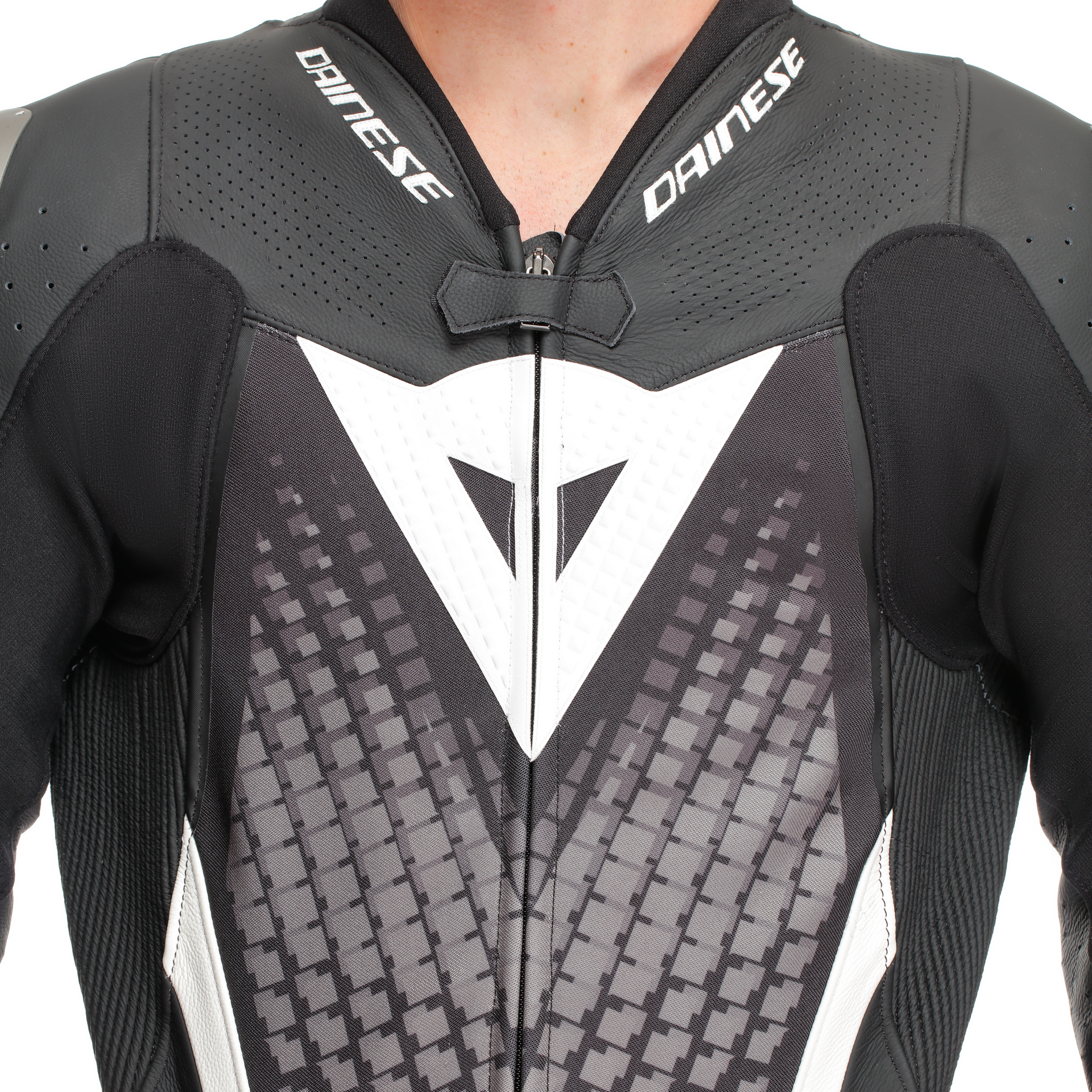 Dainese Laguna Seca 6 Einteiler Lederkombi – Perforierter Rennanzug | Herren | Schwarz/Weiß