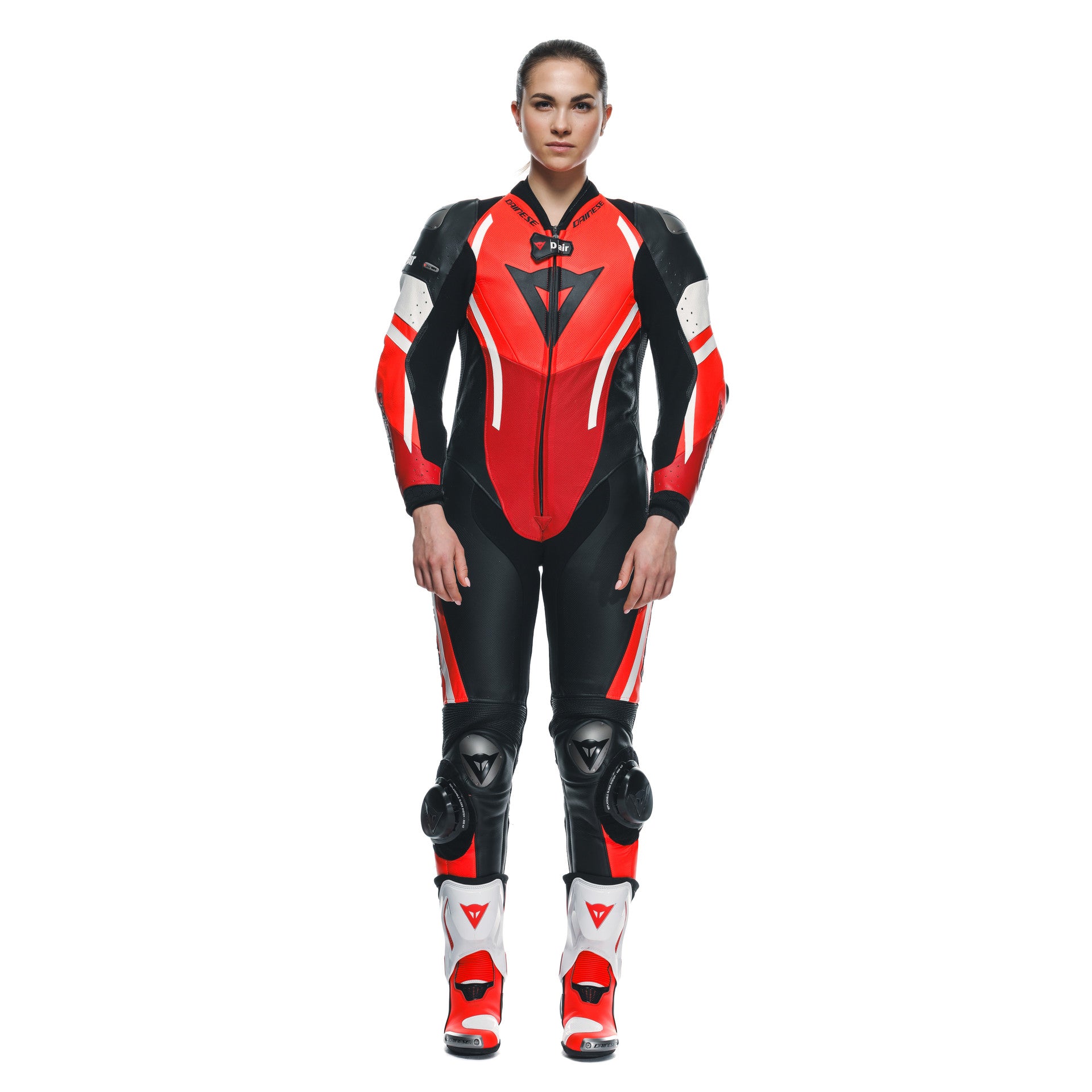 Dainese Misano 3 Lady D-AIR® Einteiler Lederkombi – Perforierter Airbag Rennanzug | Frauen | Rot