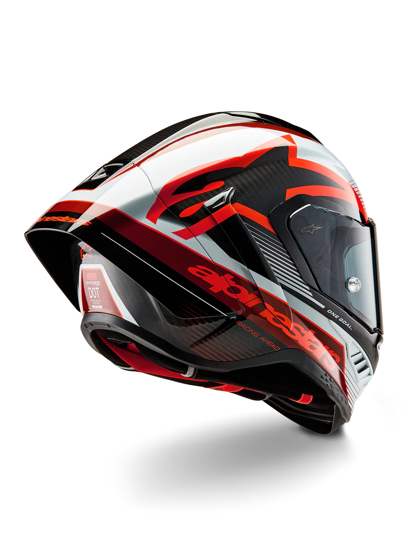 Alpinestars Supertech R10 Team Helm Carbon Rot Weiß Glanz 8200224-1352
