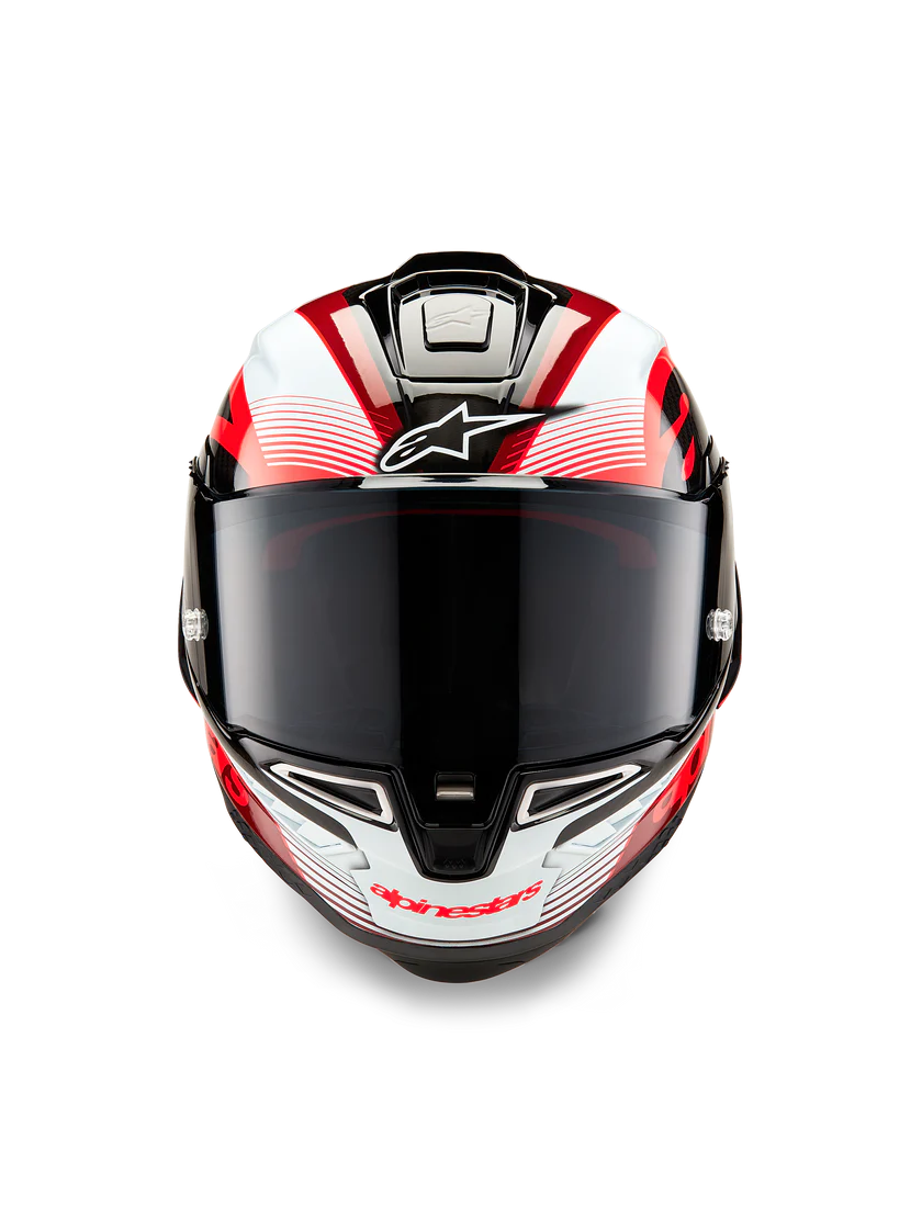 Alpinestars Supertech R10 Team Helm Carbon Rot Weiß Glanz 8200224-1352