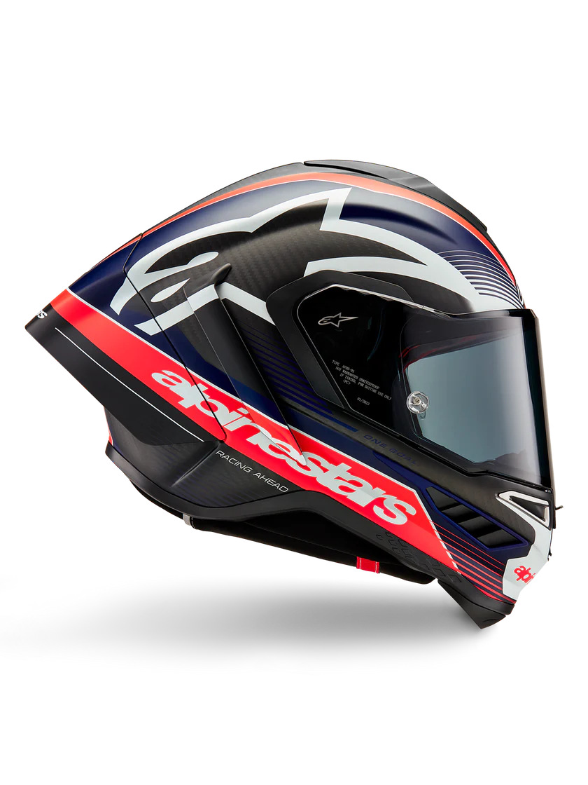 Alpinestars Supertech R10 Team Helm Carbon Carb Rot Fluo Dunkelblau Matt 8200224-1383