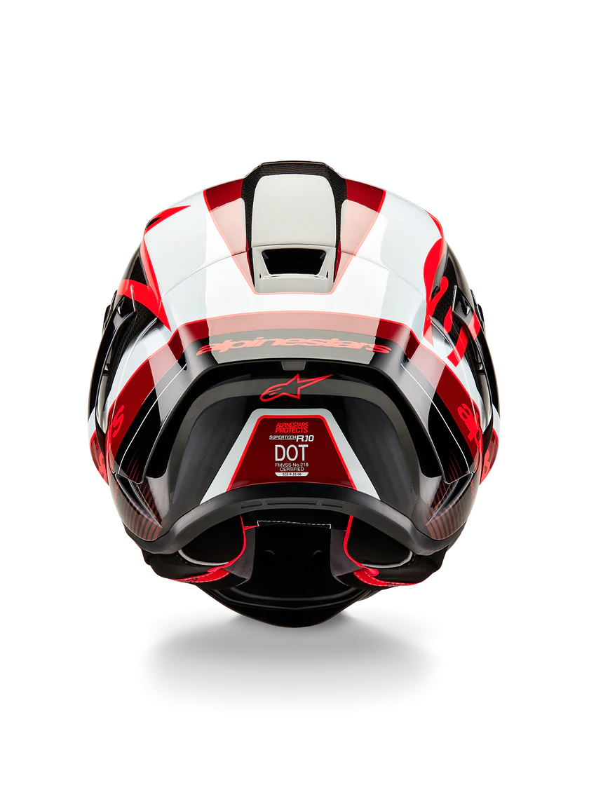 Alpinestars Supertech R10 Team Helm Carbon Rot Weiß Glanz 8200224-1352