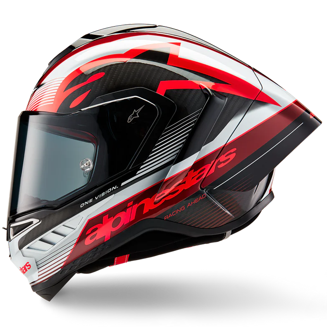 Alpinestars Supertech R10 Team Helm Carbon Rot Weiß Glanz 8200224-1352