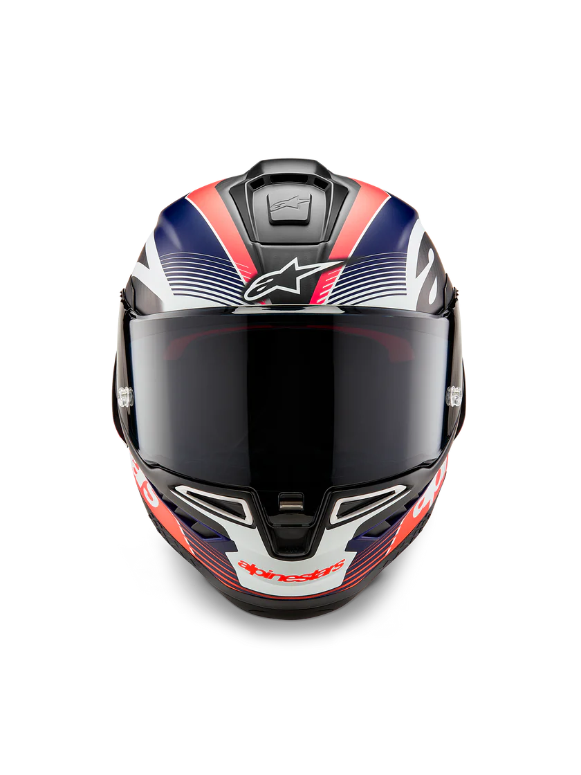 Alpinestars Supertech R10 Team Helm Carbon Carb Rot Fluo Dunkelblau Matt 8200224-1383