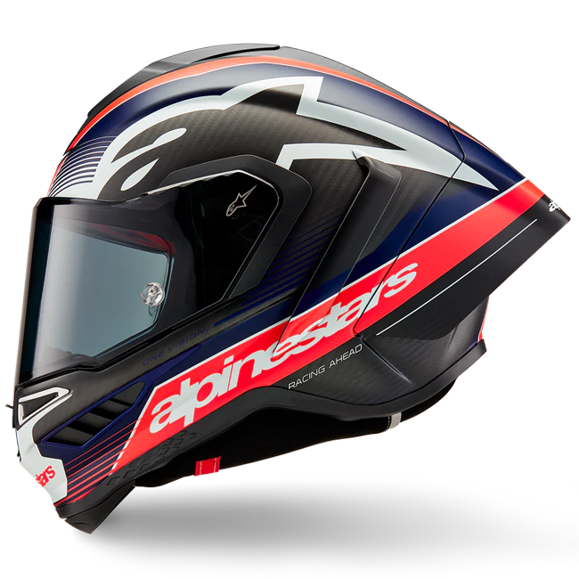 Alpinestars Supertech R10 Team Helm Carbon Carb Rot Fluo Dunkelblau Matt 8200224-1383