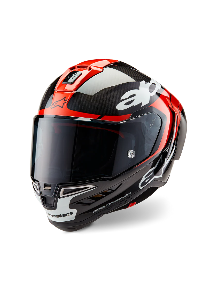 Alpinestars Supertech R10 Element Helm Carbon Carb Leuchtend Rot Weiß 8200324-1363
