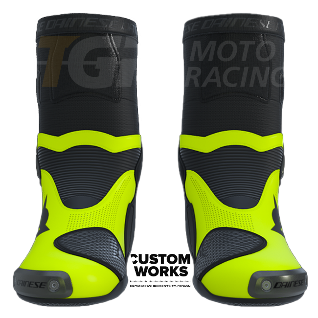 Dainese Axial 2 Air Racing und Straßen Motorradstiefel | Herren | Schwarz / Fluogelb | Custom Works