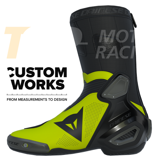 Dainese Axial 2 Air Racing und Straßen Motorradstiefel | Herren | Schwarz / Fluogelb | Custom Works