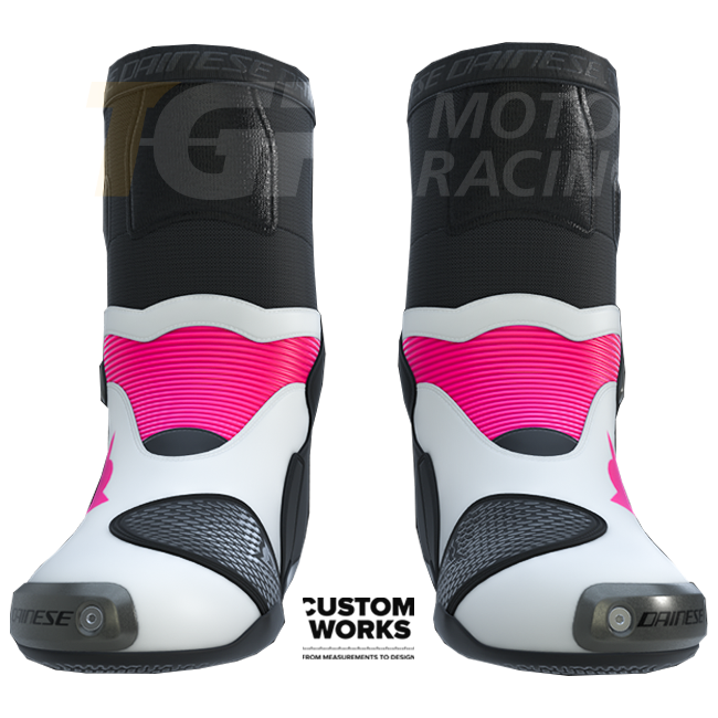 Dainese Axial 2 Racing und Straßen Motorradstiefel | Herren | Fuxia / Weiß | Custom Works