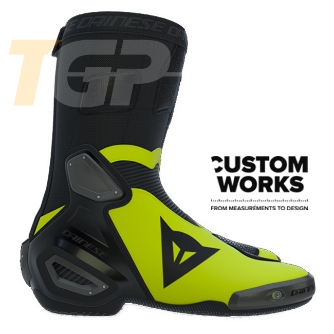 Dainese Axial 2 Racing und Straßen Motorradstiefel | Herren | Schwarz / Fluogelb | Custom Works