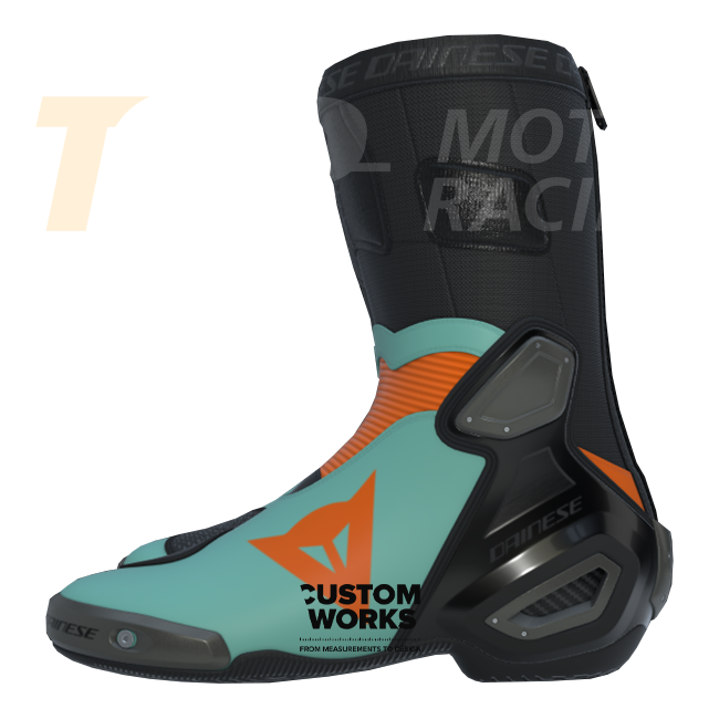 Dainese Axial 2 Racing und Straßen Motorradstiefel | Herren | Fluo Orange / Sardinian Sea Blue | Custom Works