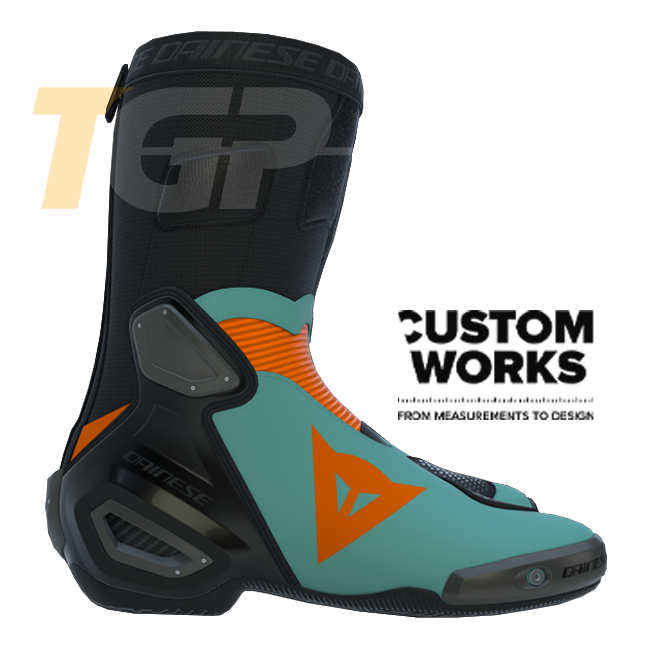 Dainese Axial 2 Racing und Straßen Motorradstiefel | Herren | Fluo Orange / Sardinian Sea Blue | Custom Works