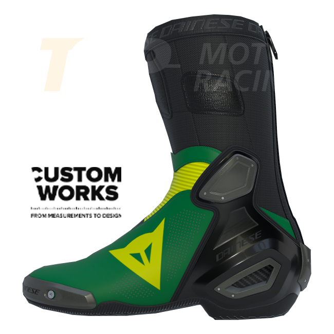 Dainese Axial 2 Air Racing und Straßen Motorradstiefel | Herren | Waldgrün / Gelb | Custom Works