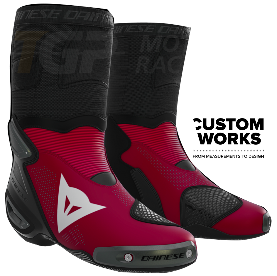 Dainese Axial 2 Air Racing und Straßen Motorradstiefel Nicolò Bulega Replica 2026 | Herren | Dainese Rot / Weiß | Custom Works
