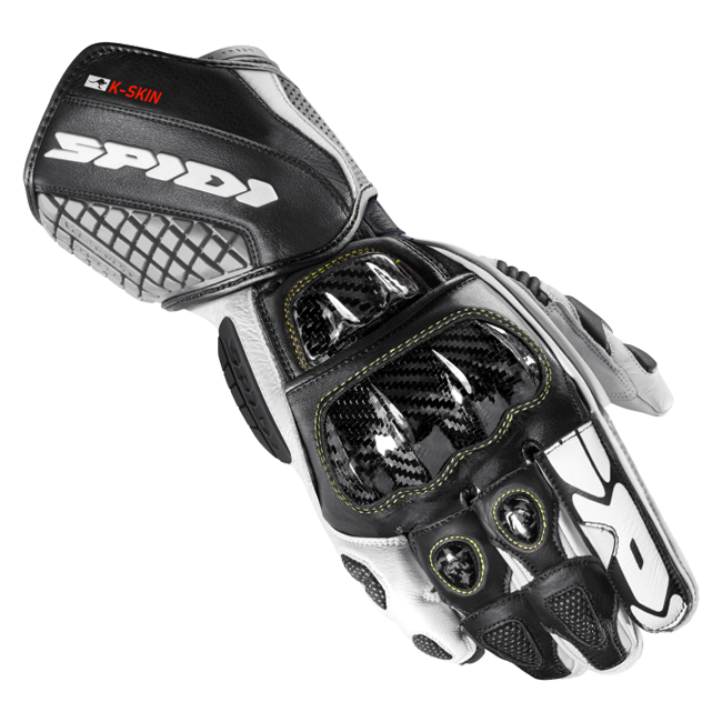 Spidi Carbo Kangaroo Racing Motorrad Lederhandschuhe | Herren | Schwarz-Weiß | A216011