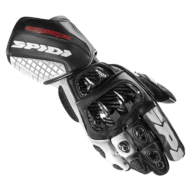Spidi Carbo Track Evo Racing Motorrad Lederhandschuhe | Herren | Schwarz/Weiß | A203011