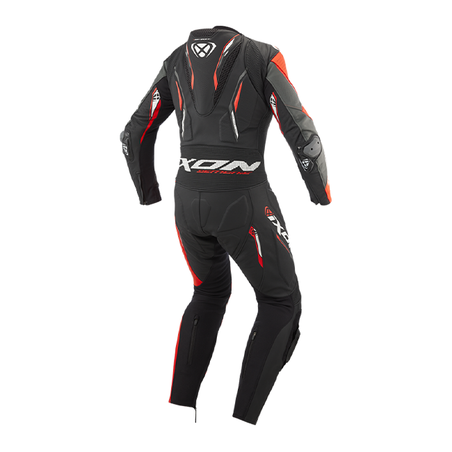 IXON Demonio Einteiler Lederkombi – Perforierter Rennanzug | Herren | Rot/Schwarz/Weiß