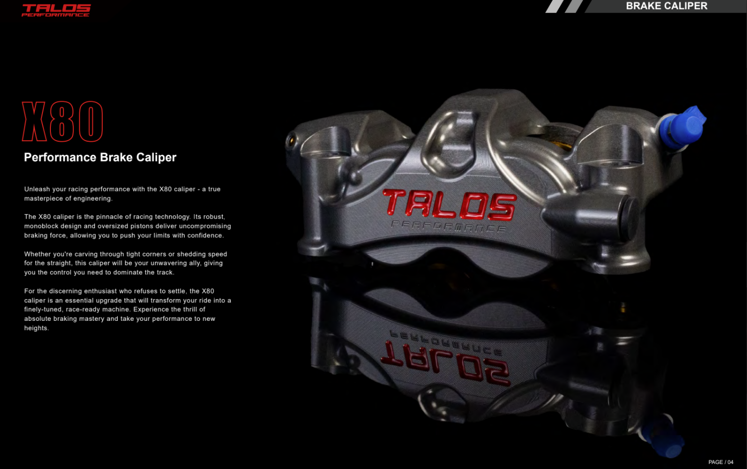 Talos X80 SBK Racing Monoblock P4 34/38 108mm Bremszange Vorne Links | X80.108.HD.L