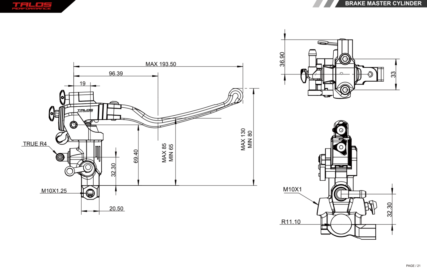 Talos CNC XS Radial Racing Bremspumpe 16x18-20 | XS.16