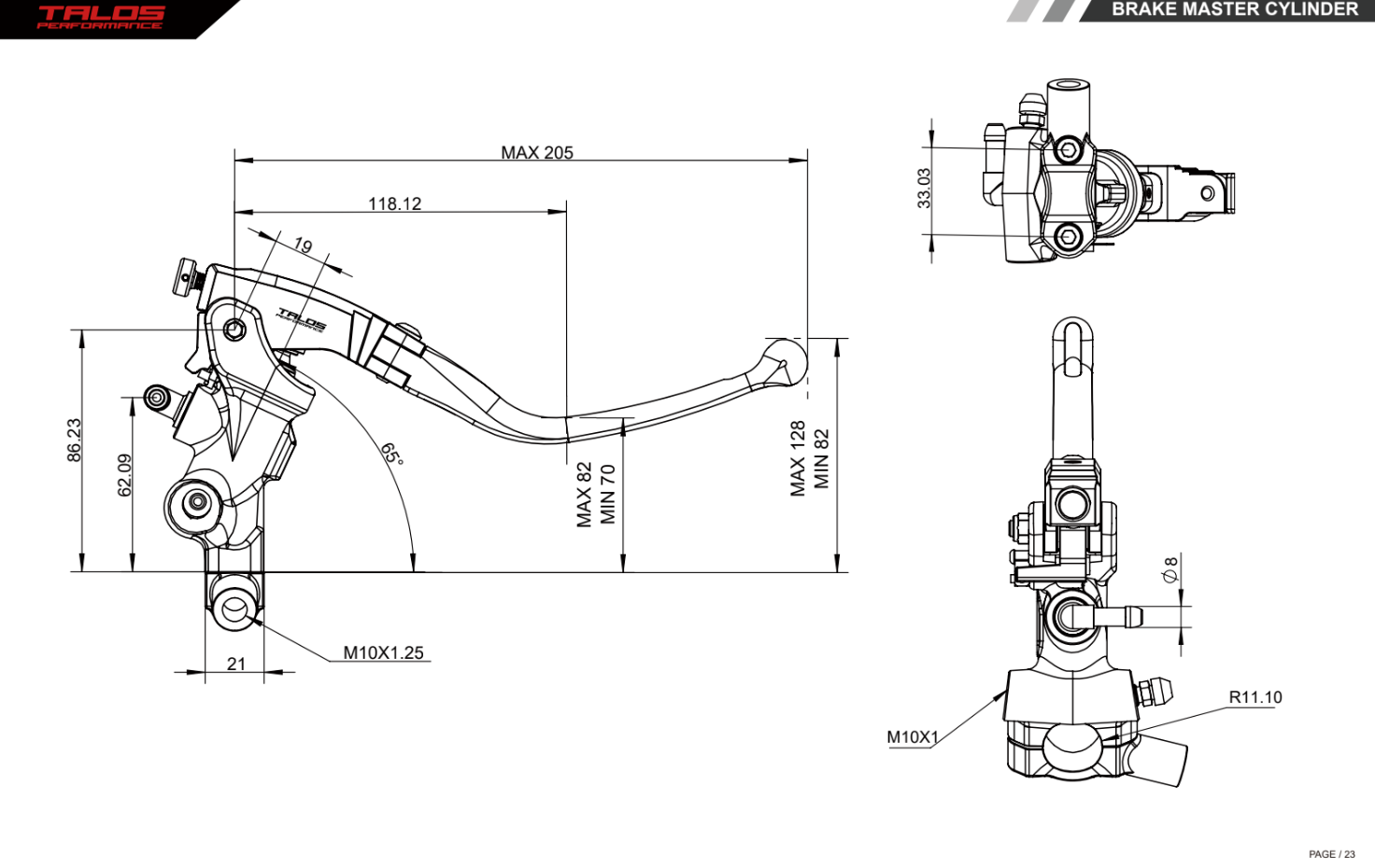 Talos CNC ST Radial Racing Bremspumpe 14mm| ST.14