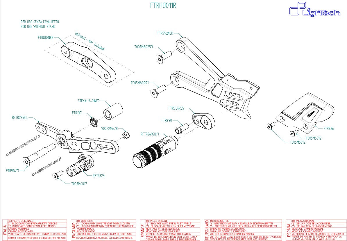 Fußrastenanlage R LighTech Honda CBR 1000 RR-R SC82 (20-26) FTRHO011R