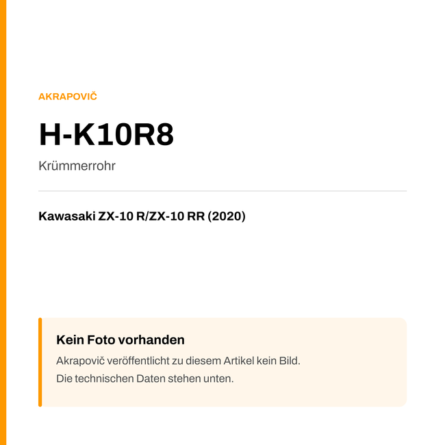Akrapovic Krümmerrohr Kawasaki ZX-10 R / ZX-10 RR (20-20) H-K10R8 — Platzhalter, kein Herstellerfoto verfügbar