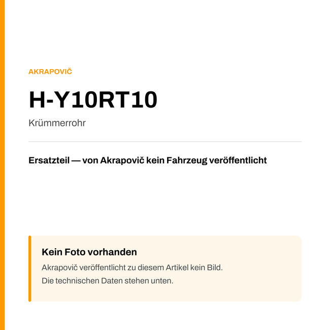 Akrapovic Krümmerrohr H-Y10RT10 — Platzhalter, kein Herstellerfoto verfügbar