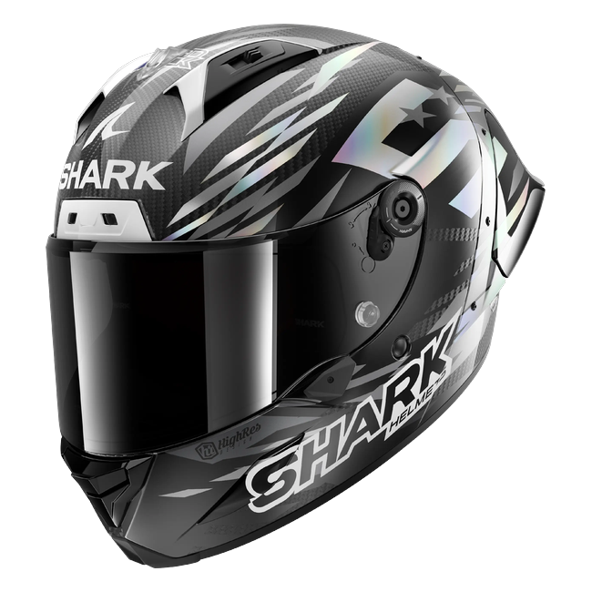 Shark Aeron GP FIM 2 Johann Zarco Winter Test 2026 Replica DAU HE4103 — Dreiviertelansicht von vorn