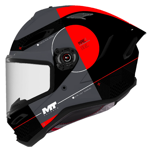 MT-Helmets KRE 2 Spirit B15 Integralhelm in Rot und Grau — Produktansicht