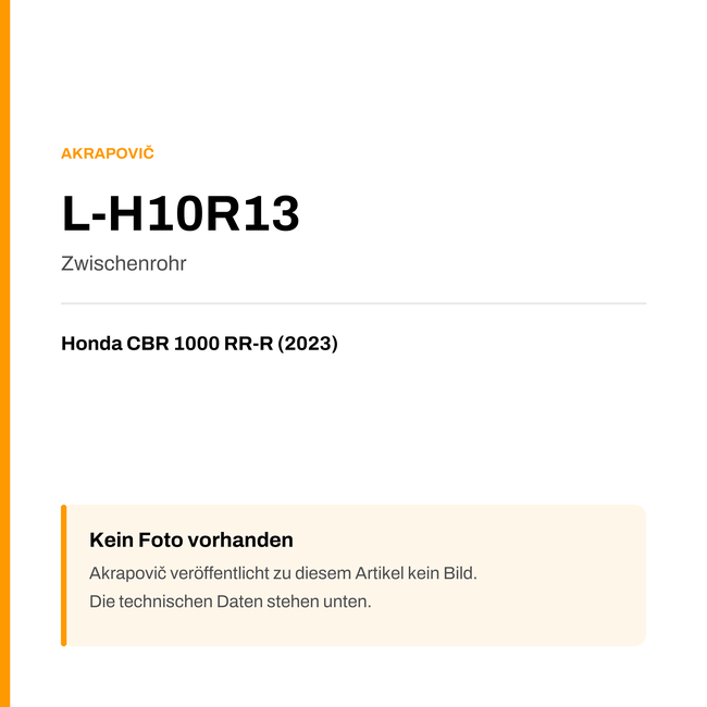Akrapovic Zwischenrohr Honda CBR 1000 RR-R (23-23) L-H10R13 — Platzhalter, kein Herstellerfoto verfügbar