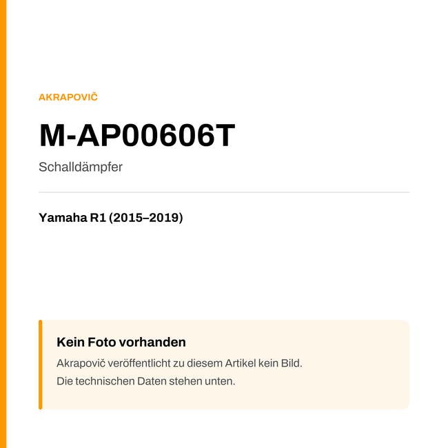 Akrapovic Schalldämpfer Yamaha R1 (15-19) M-AP00606T — Platzhalter, kein Herstellerfoto verfügbar