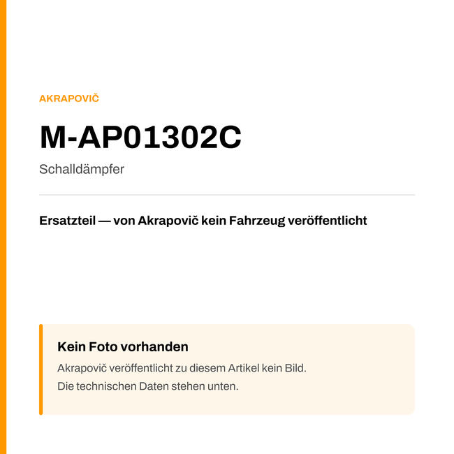 Akrapovic Schalldämpfer M-AP01302C — Platzhalter, kein Herstellerfoto verfügbar