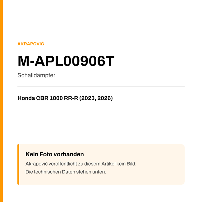 Akrapovic Schalldämpfer Honda CBR 1000 RR-R (23-26) M-APL00906T — Platzhalter, kein Herstellerfoto verfügbar