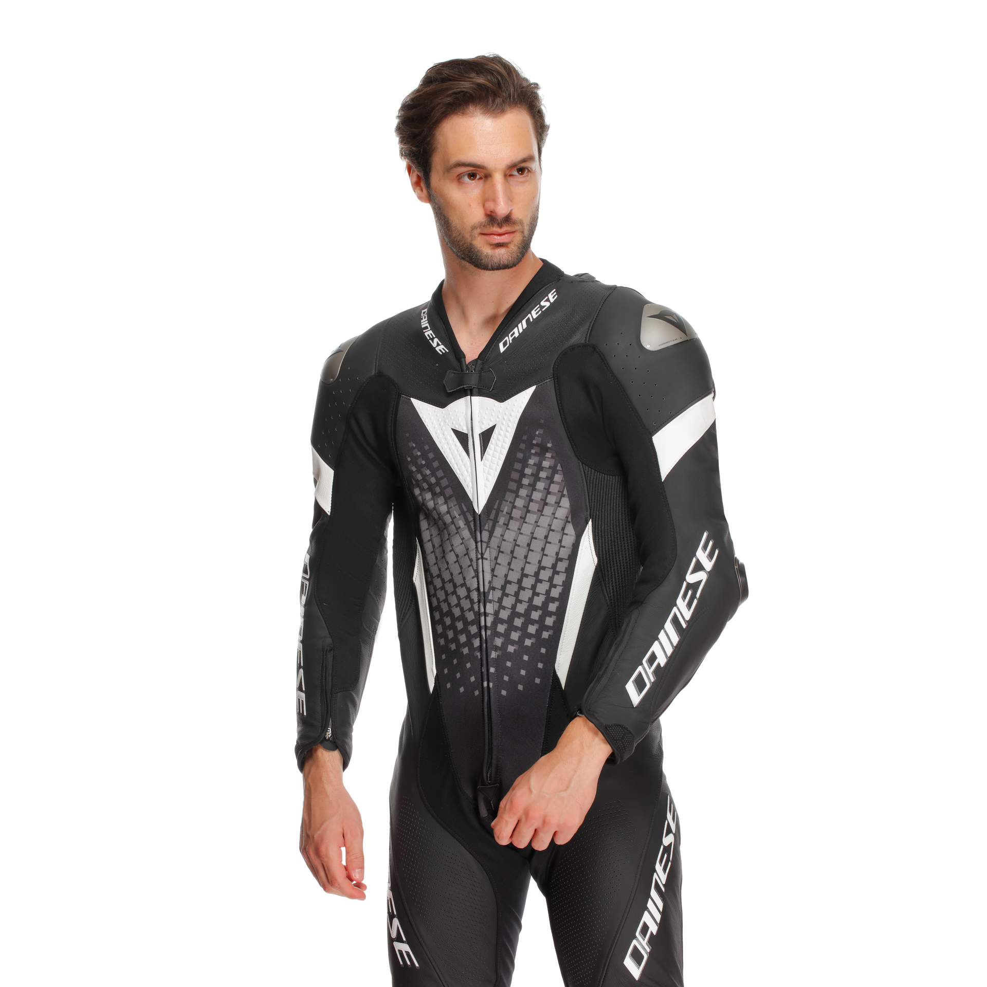 Dainese Laguna Seca 6 Einteiler Lederkombi – Perforierter Rennanzug | Herren | Schwarz/Weiß