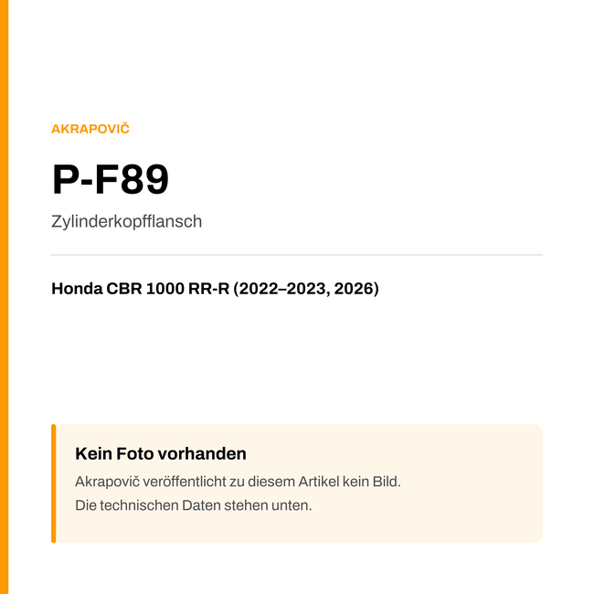 Akrapovic Zylinderkopfflansch Honda CBR 1000 RR-R (22-26) P-F89 — Platzhalter, kein Herstellerfoto verfügbar