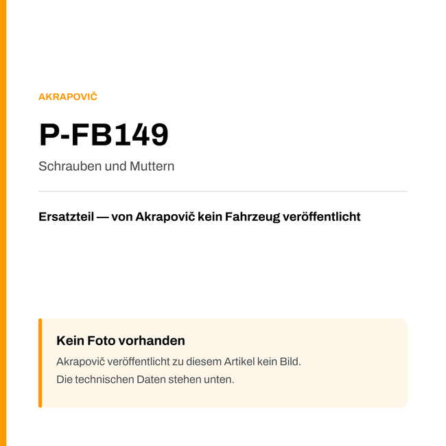 Akrapovic Schrauben und Muttern P-FB149 — Platzhalter, kein Herstellerfoto verfügbar