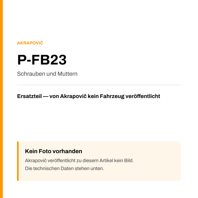 Akrapovic Schrauben und Muttern P-FB23 — Platzhalter, kein Herstellerfoto verfügbar