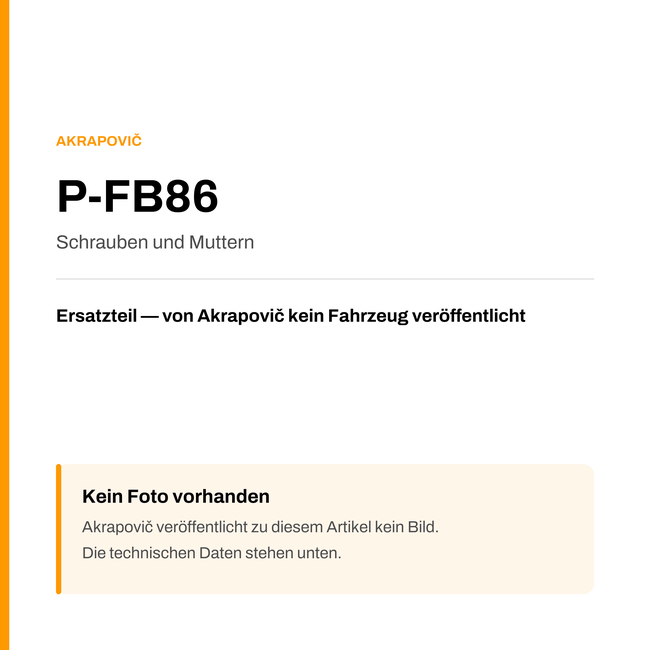 Akrapovic Schrauben und Muttern P-FB86 — Platzhalter, kein Herstellerfoto verfügbar