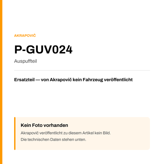 Akrapovic Auspuffteil P-GUV024 — Platzhalter, kein Herstellerfoto verfügbar