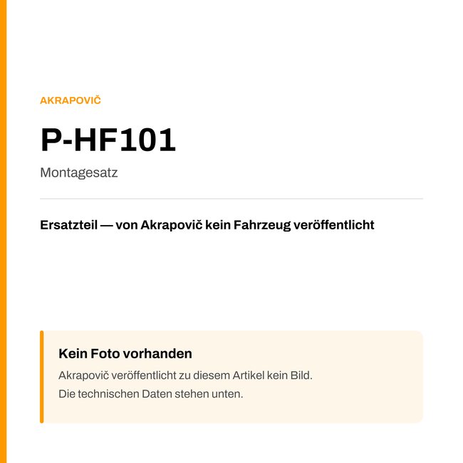 Akrapovic Montagesatz P-HF101 — Platzhalter, kein Herstellerfoto verfügbar