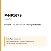 Akrapovic Auspuffteil P-HF1679 — Platzhalter, kein Herstellerfoto verfügbar