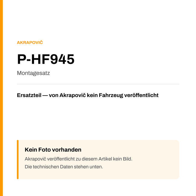 Akrapovic Montagesatz P-HF945 — Platzhalter, kein Herstellerfoto verfügbar