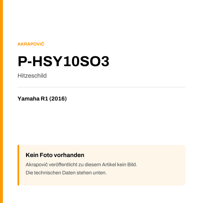 Akrapovic Hitzeschild Yamaha R1 (16-16) P-HSY10SO3 — Platzhalter, kein Herstellerfoto verfügbar