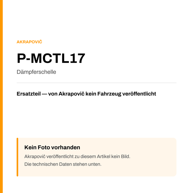 Akrapovic Dämpferschelle P-MCTL17 — Platzhalter, kein Herstellerfoto verfügbar