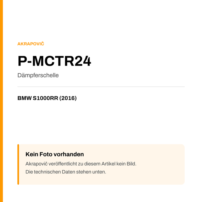 Akrapovic Dämpferschelle BMW S1000RR (16-16) P-MCTR24 — Platzhalter, kein Herstellerfoto verfügbar