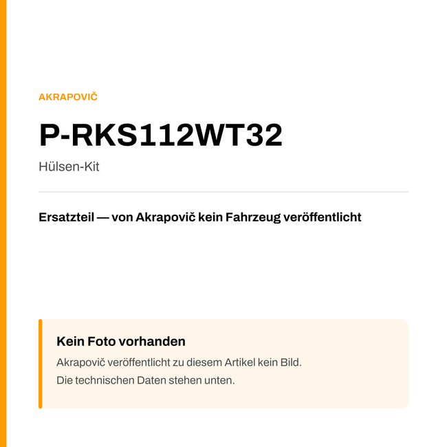 Akrapovic Hülsen-Kit P-RKS112WT32 — Platzhalter, kein Herstellerfoto verfügbar