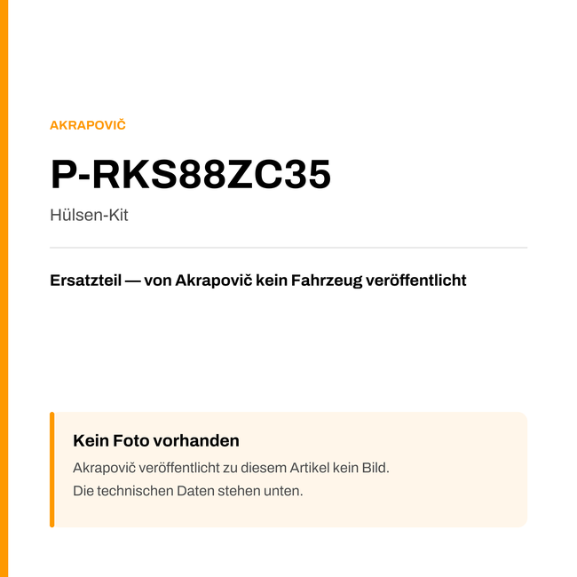 Akrapovic Hülsen-Kit P-RKS88ZC35 — Platzhalter, kein Herstellerfoto verfügbar